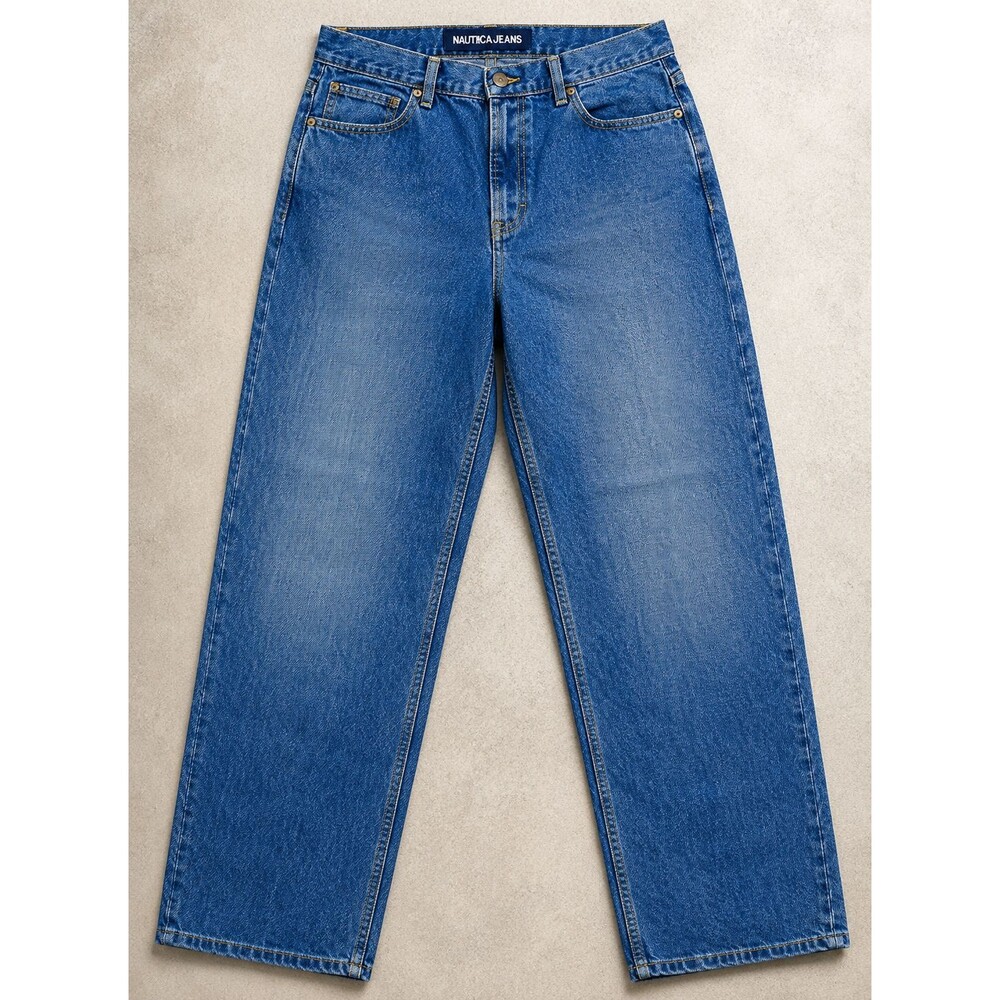 Y2K Nautica Straight Leg Medium Wash Blue Denim Jeans Mens 35x31
